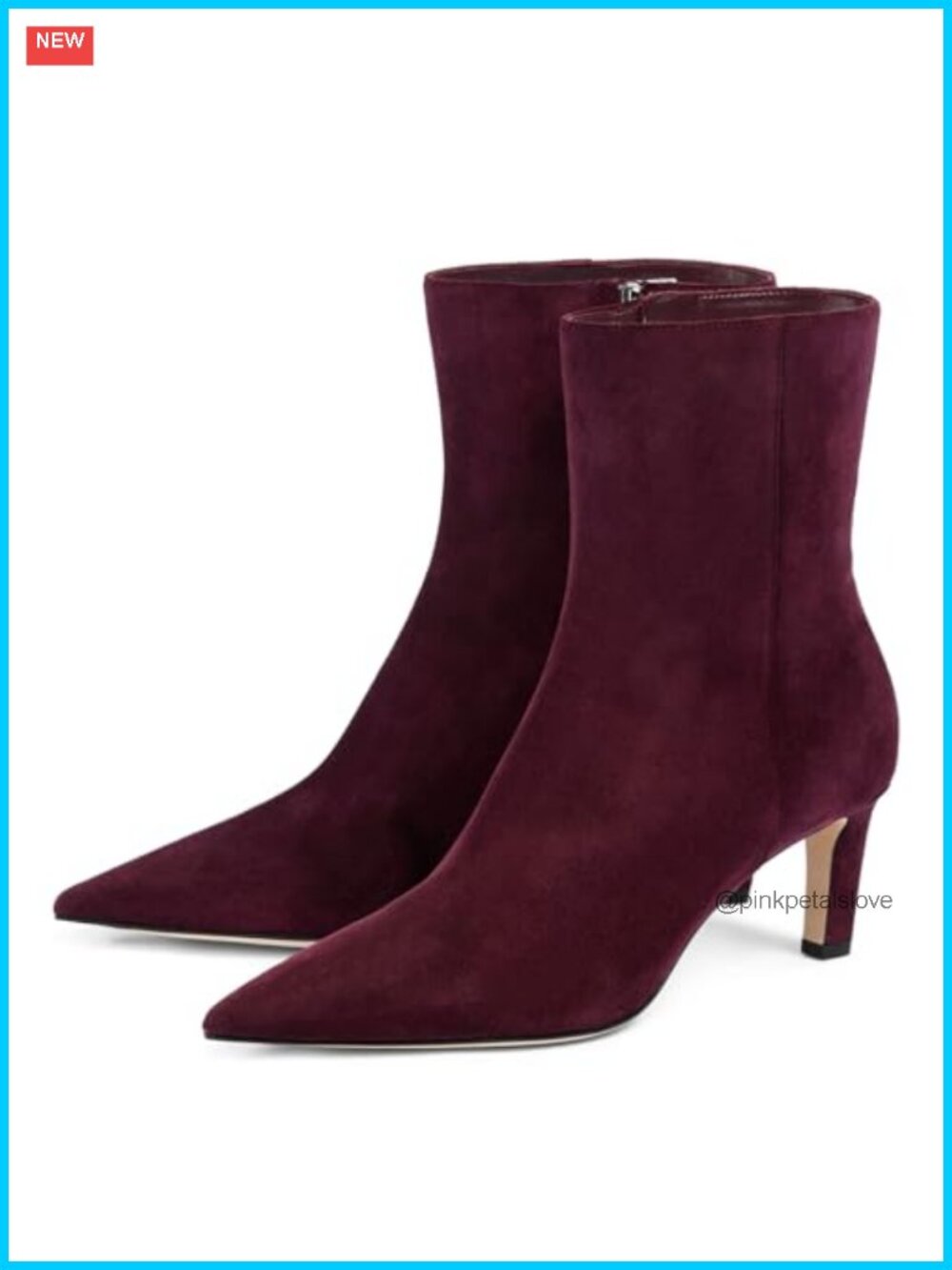 Faux Suede Kitten Heel Ankle Boots Side Zipper Pointed Toe Dressy Booties
